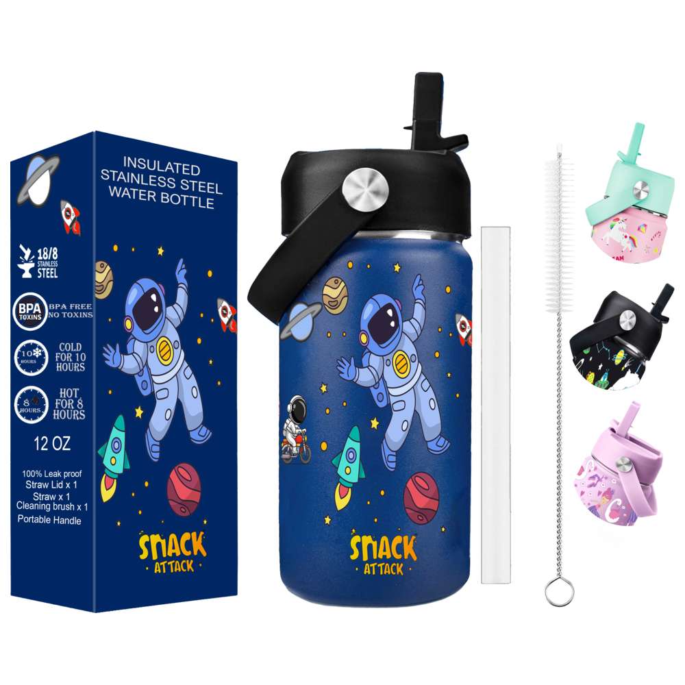 Snack Attack - Insulated Water Bottle w/ Straw Lid - Astro - 350 ml