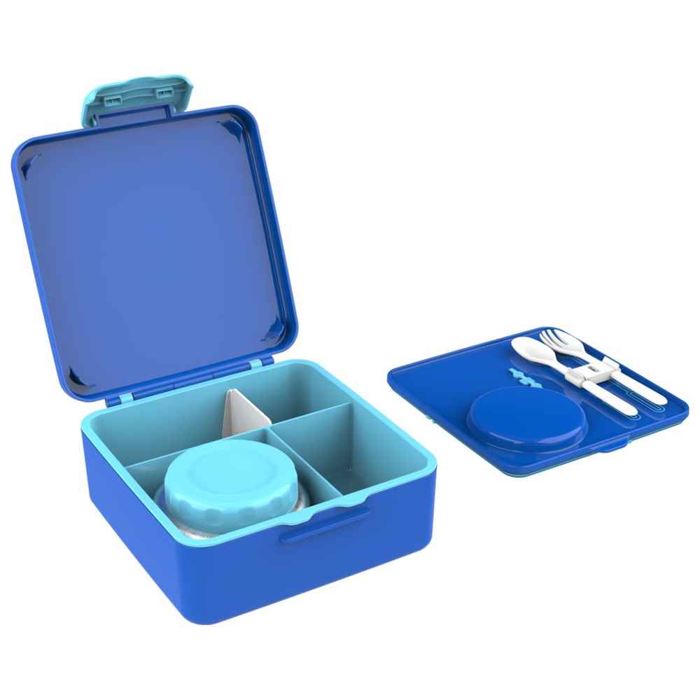 BonBon - Functional 3-4 Compartment Leakproof Lunchbox with Cutlery and Food Jar - Blue Planes