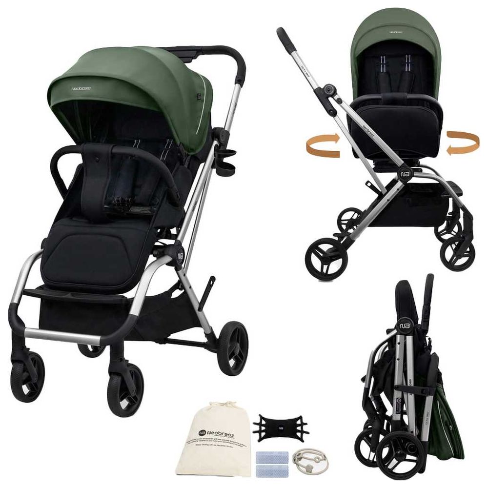 Neobreez - Octa 360 Degree Reversible Stroller Compact Travel Stroller - Green/Black