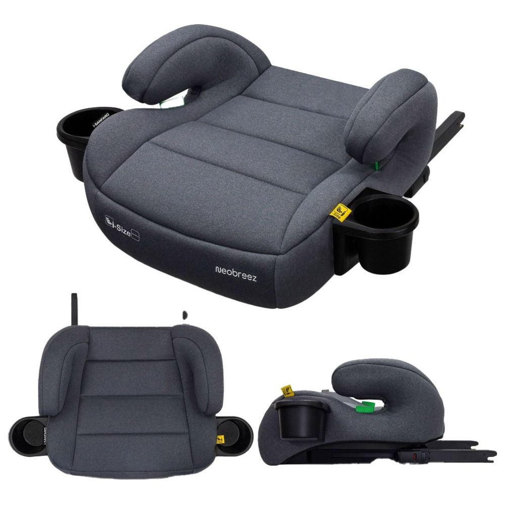 Neobreez - i-SANFARO i-Size Kids Booster Car Seat With ISOFIX Group 2/3 With 2 Cup Holders - Grey