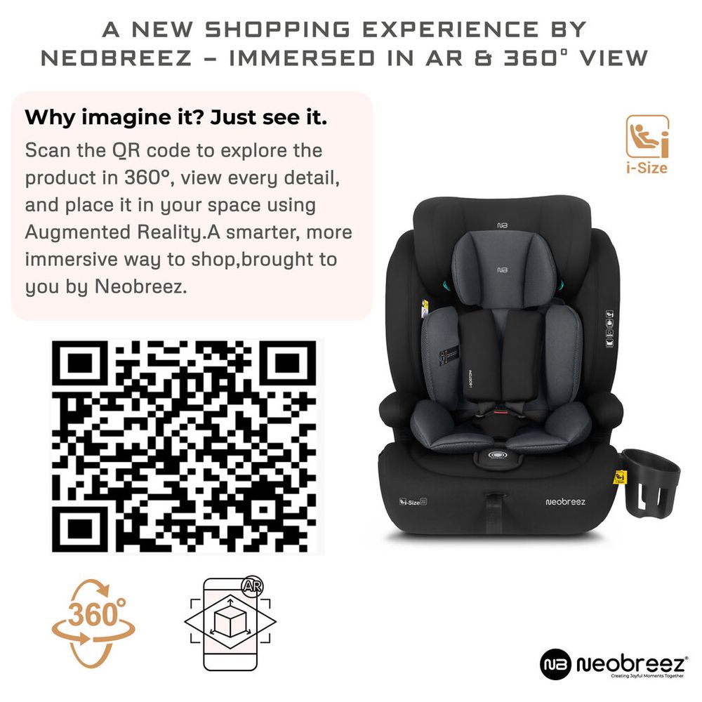 Neobreez i-BOSTONI 3-in-1 Toddler Car Seat, i-Size, 9m-12Y - B.Grey
