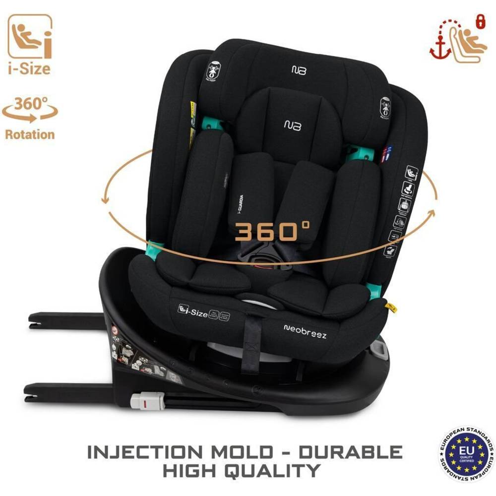 Neobreez - i-Guardia 360-Degree Isofix i-Size Car Seat, All-In-1, 0-12Yrs - Black