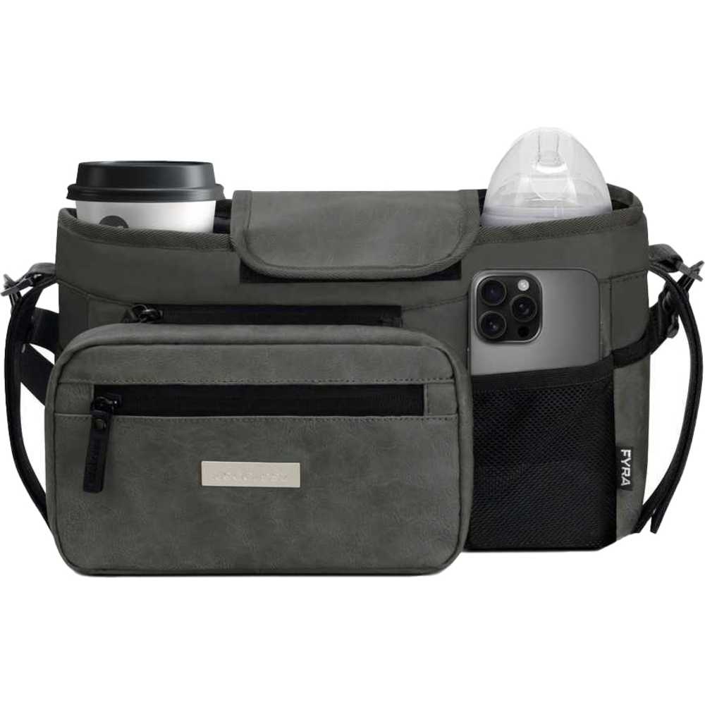 Neobreez Fyra Stroller Organizer Caddy with Insulated Cup Holder - Dark Grey