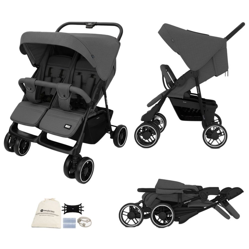 Neobreez - Duadx Double Stroller Twin Stroller - Black Dark Grey