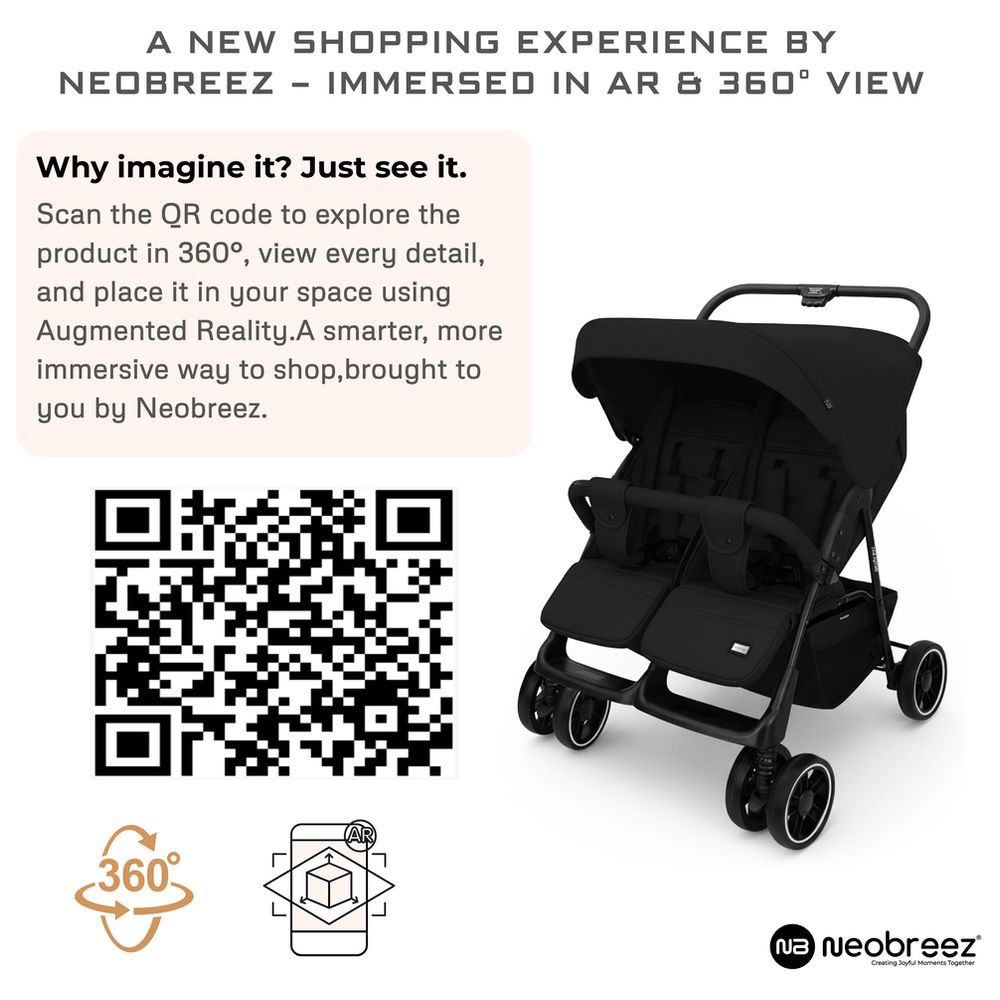 Neobreez - Duadx Double Stroller Twin Stroller - Black