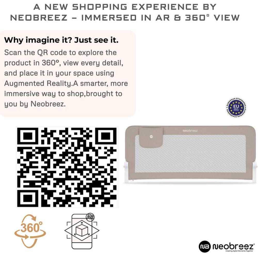 Neobreez - Nexx Bed Rail Guard,Foldable Baby/Child Safety Bed Rail - Beige