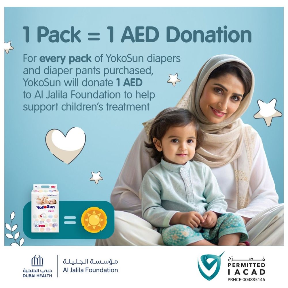 Yokosun - Baby Diapers - Size 3 Medium - 5-10 kg - 62 Pcs