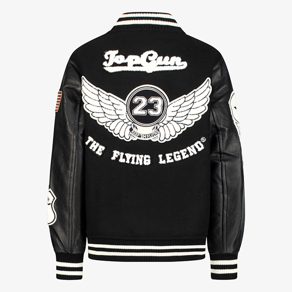 Top Gun - Kids Flying Legend Wool PU Bomber Jacket - Black