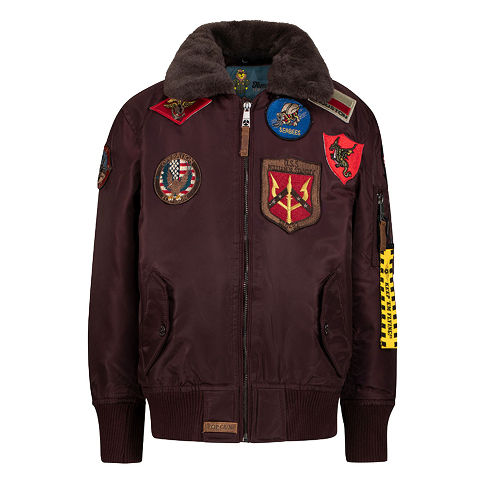 Top Gun - Kids B-15 Bomber Jacket - Burgundy