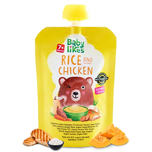Babylikes - Halal Baby Puree Food Pouch - Rice And Chicken - 130 g - 6 Pcs