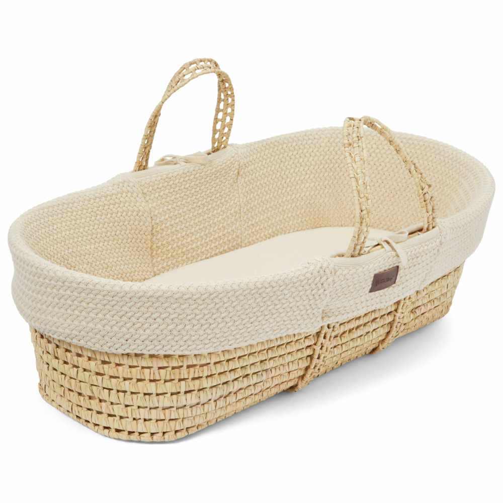 The Little Green Sheep Moses Basket & Rocking Stand Set - Wheat Linen