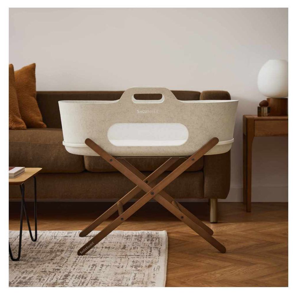 Snuz - SnuzBaskit Barley Moses Basket & Walnut Stand - Cream
