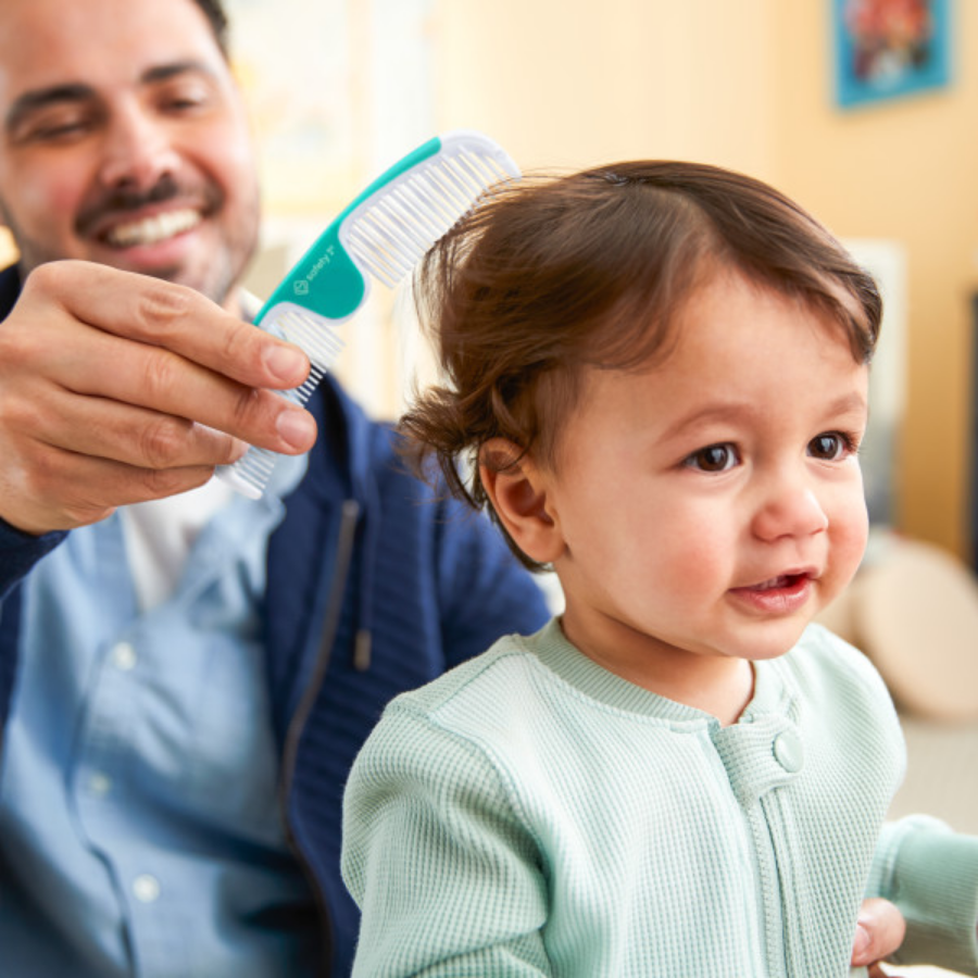 Safety 1st - Baby Easy Grip Brush And Comb Set - White/Aqua - 2 Pcs