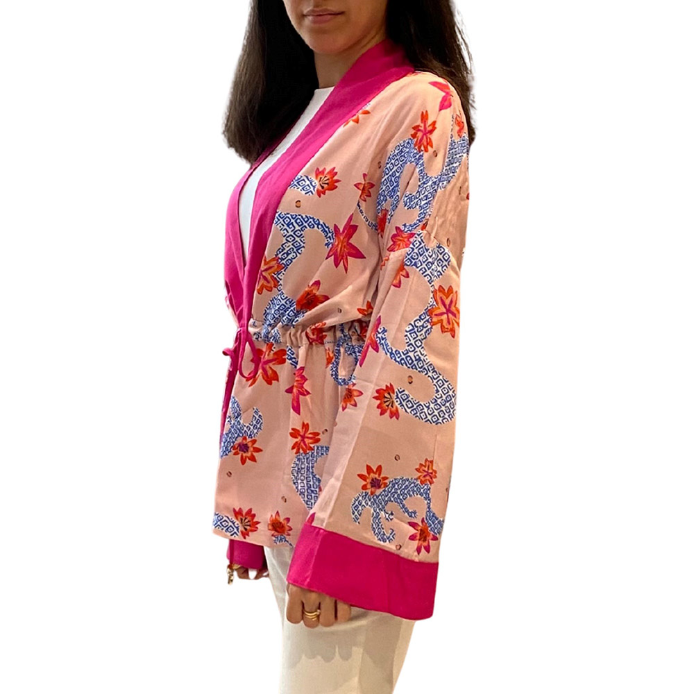 Stylebug - Women's Solid Kimono Jacket - Pink