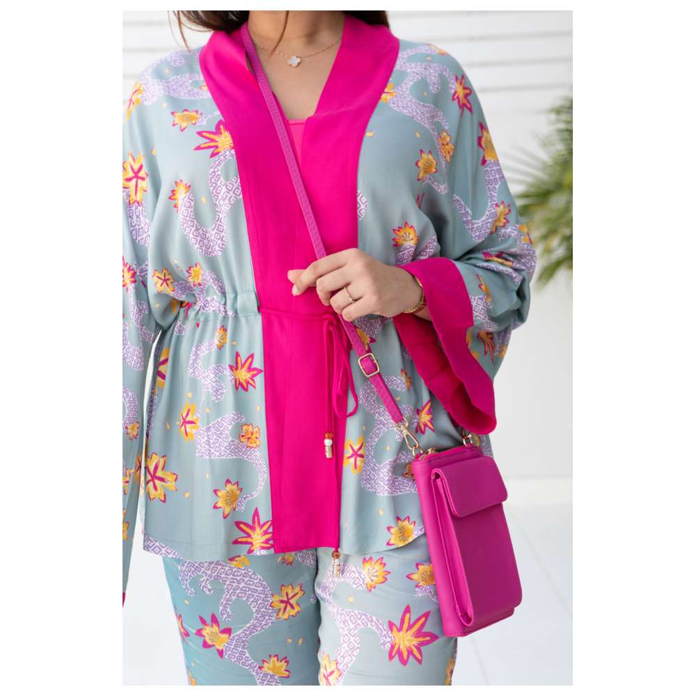 Stylebug - Women's Printed Kimono Jacket - Blue
