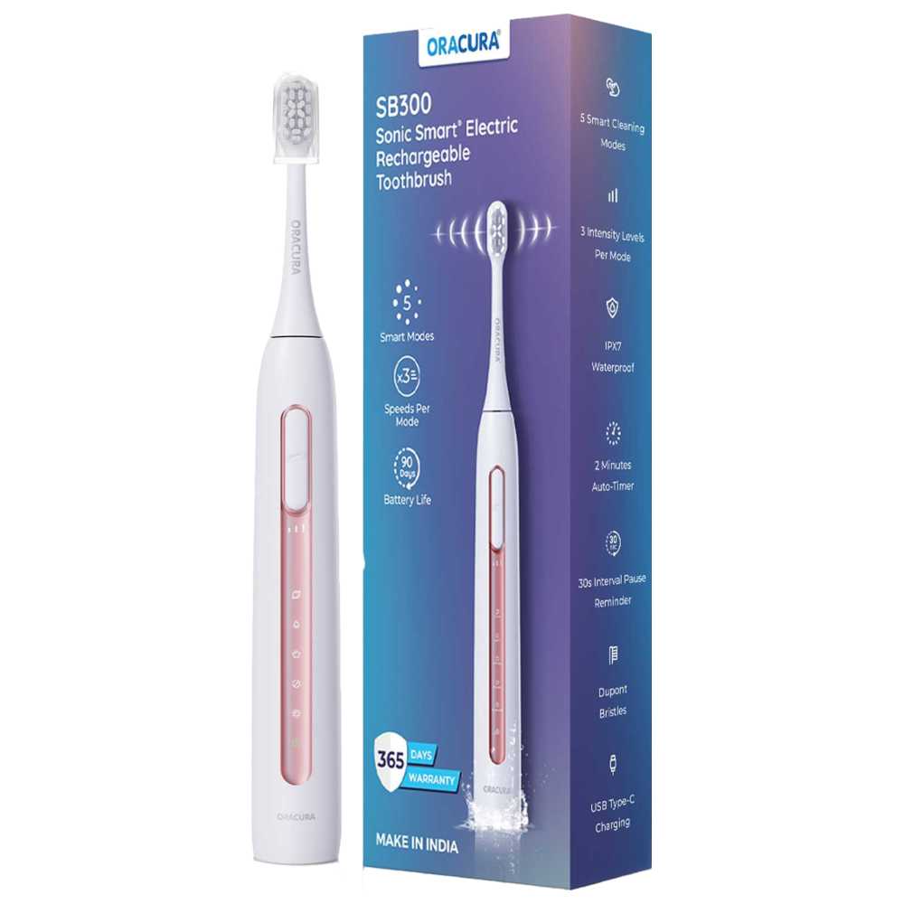 Oracura - SB300 Sonic Smart Electric Rechargeable Toothbrush - Peach