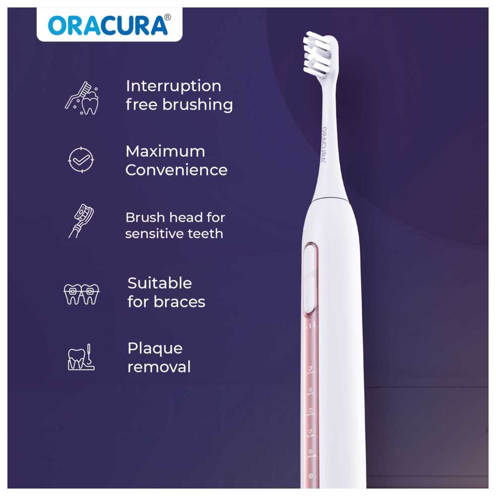Oracura - SB300 Sonic Smart Electric Rechargeable Toothbrush - Peach