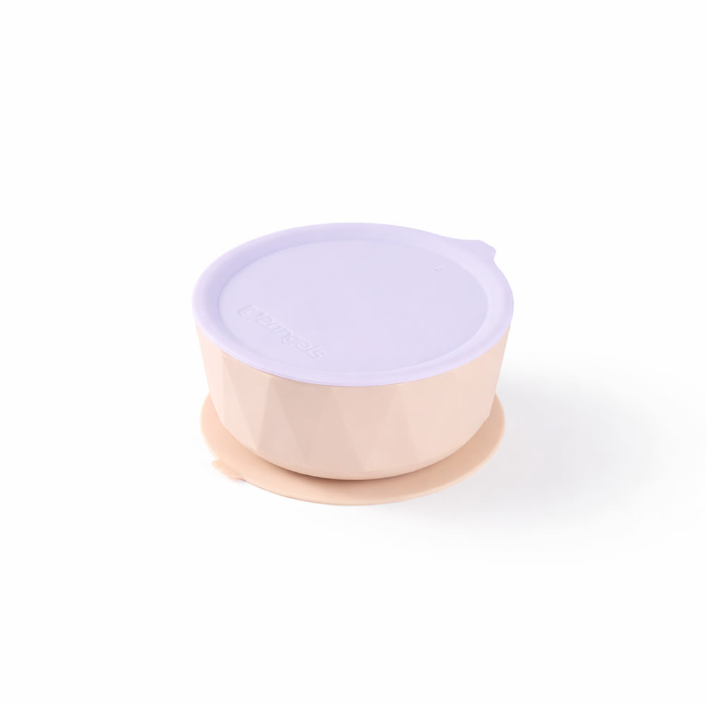 2angels - Diamond Suction Silicone Baby Bowl - Lavender/Latte