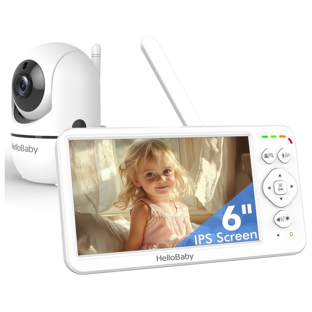 Hello Baby 6.0 Inch LCD Video Baby Monitor with Remote Pan  Tilt & Zoom - 2 Way Talk - 1000 Ft Night Vision