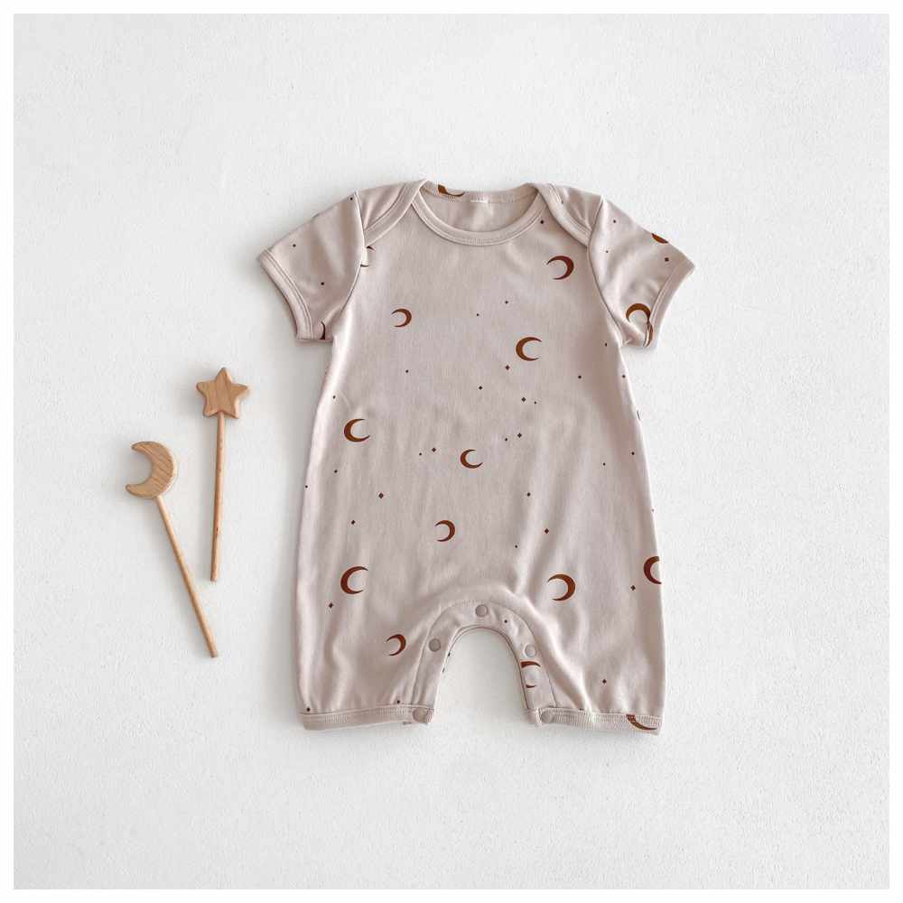 Cherubcare - Moon Print Baby Romper - Grey
