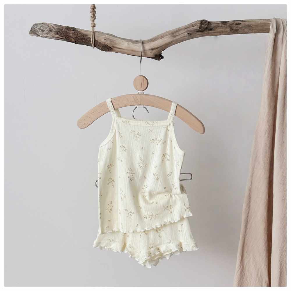 Cherubcare - 2pc-Set - Floral Print Sleeveless Top & Shorts - White