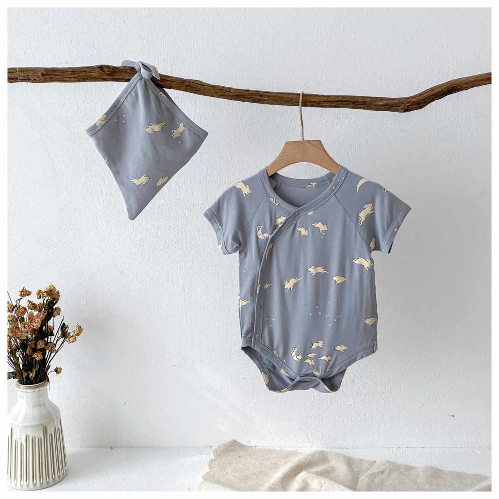 Cherubcare - Rabbit Print Baby Bodysuit - Blue
