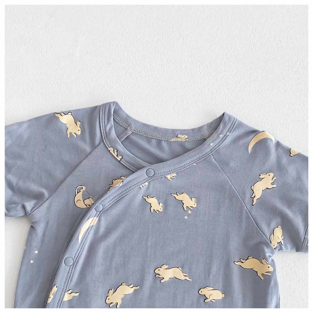 Cherubcare - Rabbit Print Baby Bodysuit - Blue