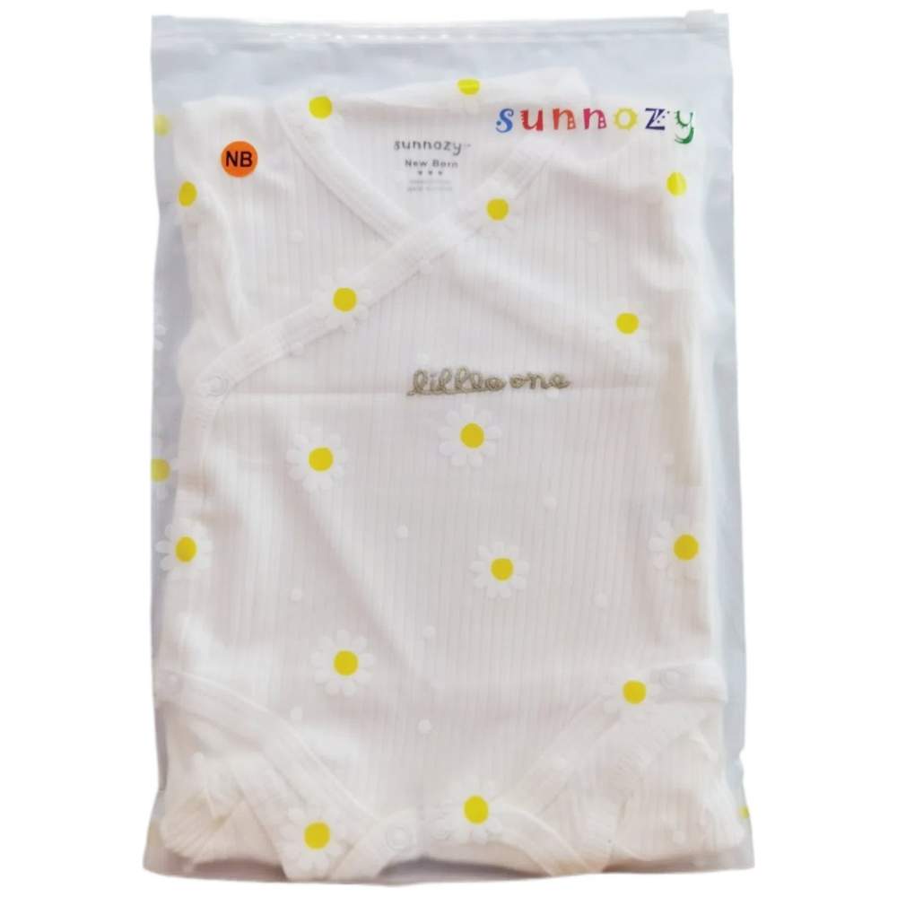 Sunnozy - 3pc-Set - Baby Onesie, Footed Pants & Beanie Cap - White