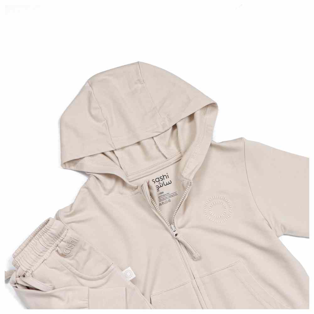 Sashi - Kid's Cloud Dream Solid Zip-Up Jacket - Beige