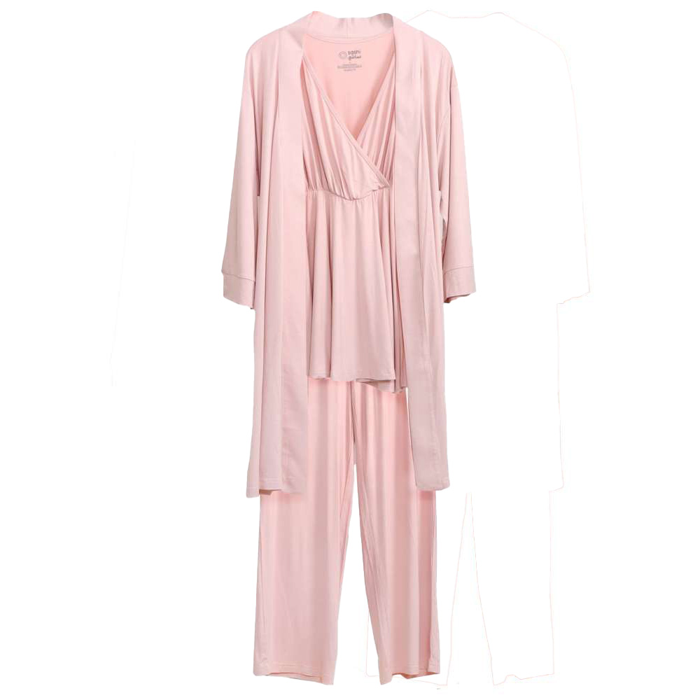 Sashi - 3pc-Set - Mama Comfort Pants, Top & Robe Set - Pink