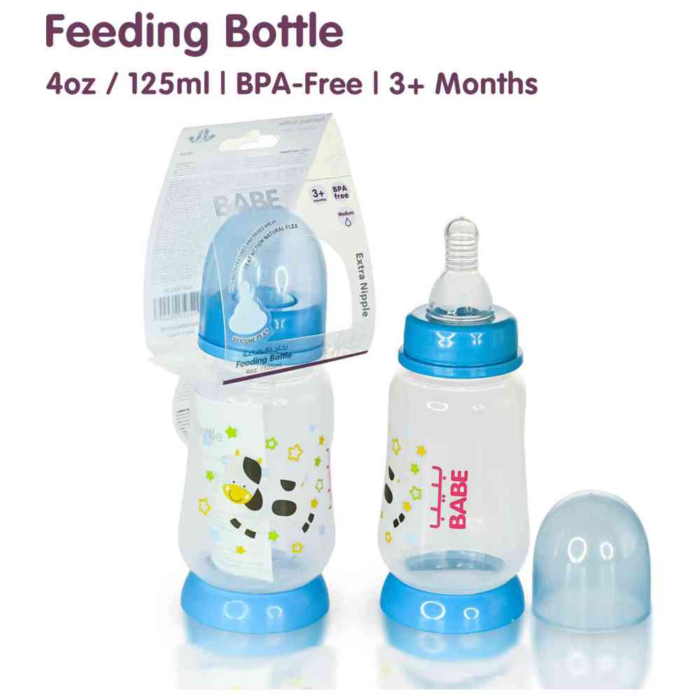 Babe - Baby Feeding Bottle - Blue - 125 ml
