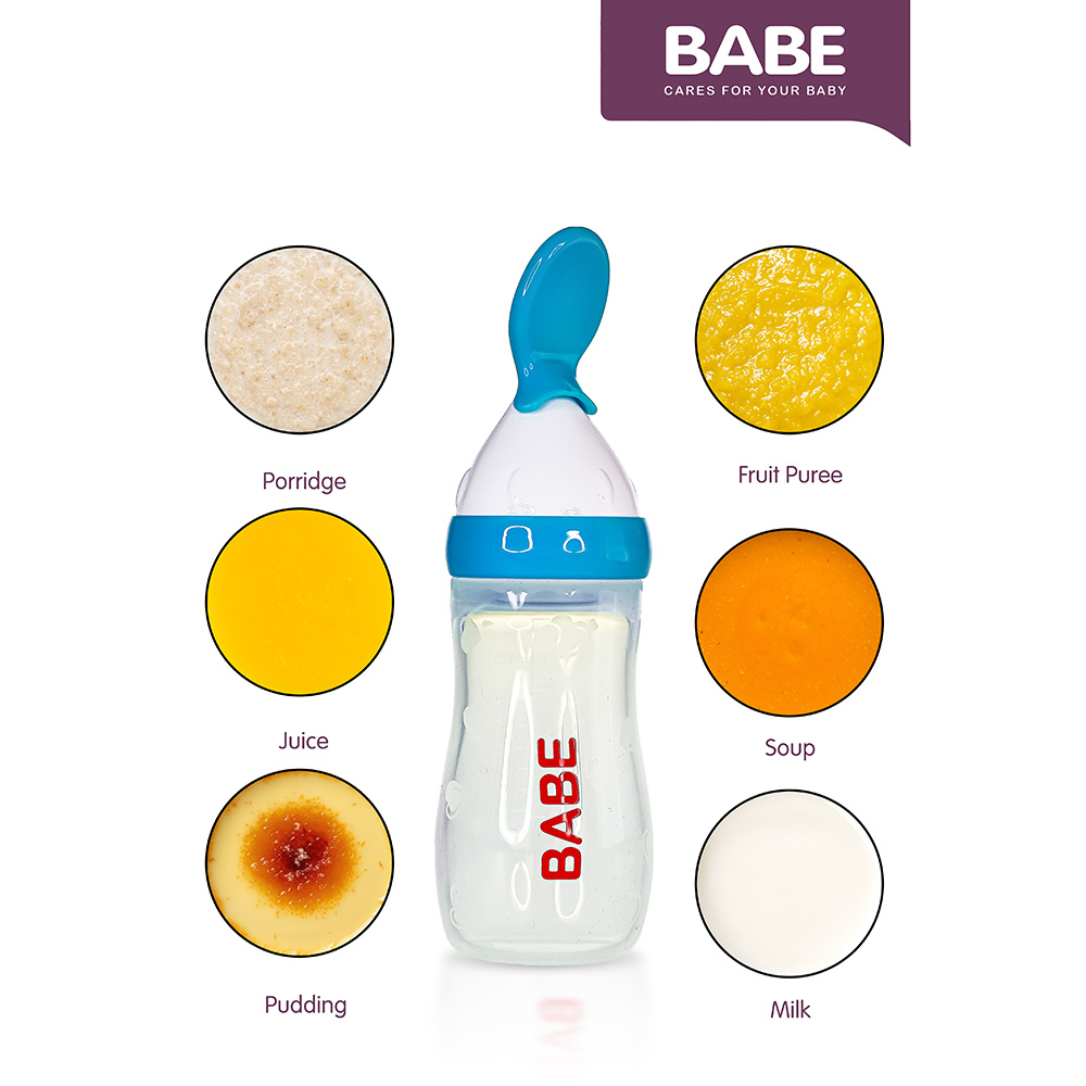 Babe Baby Feeder Silicone Bottle With Spoon - 125 ml