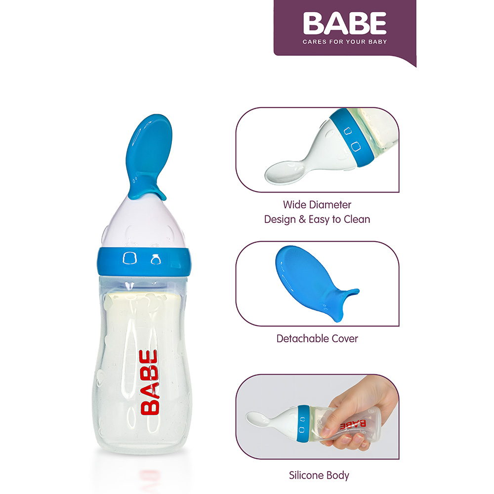 Babe Baby Feeder Silicone Bottle With Spoon - 125 ml