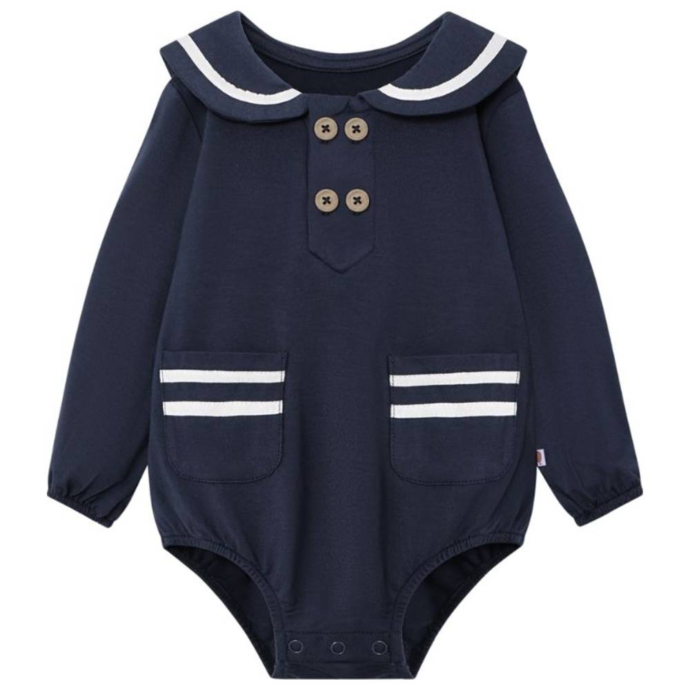 Atlas & Maya - First Mate Organic Bamboo Sailor Onesie - Navy Blue