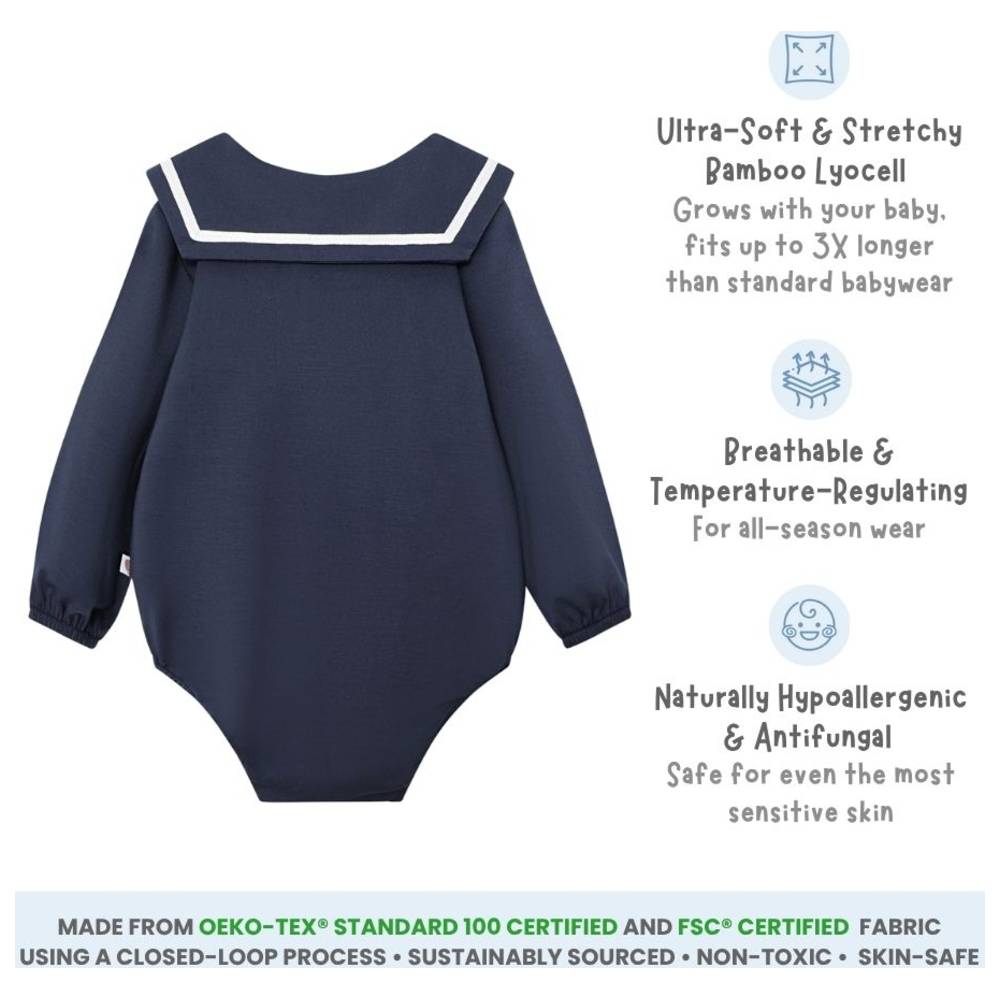 Atlas & Maya - First Mate Organic Bamboo Sailor Onesie - Navy Blue