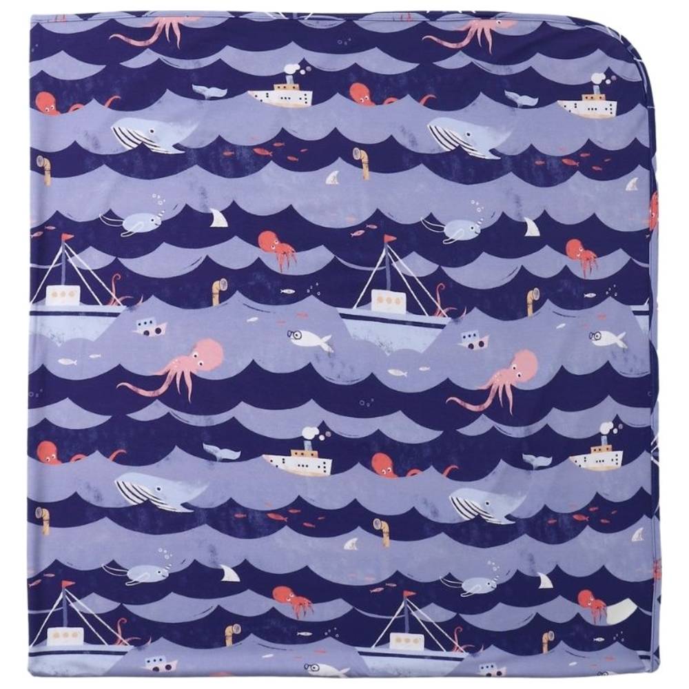 Atlas & Maya - Stretchy Bamboo Multipurpose Swaddle Blanket - Ocean Snuggles