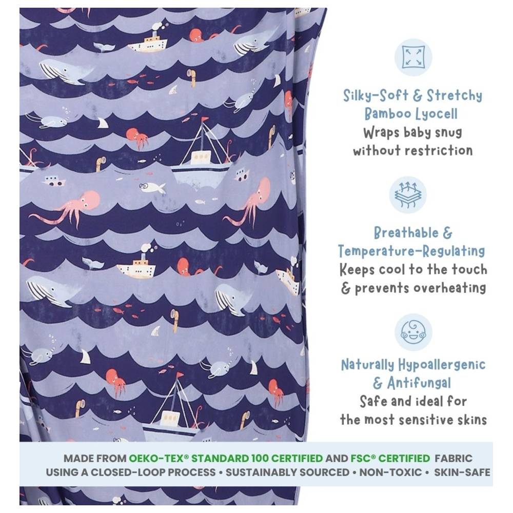 Atlas & Maya - Stretchy Bamboo Multipurpose Swaddle Blanket - Ocean Snuggles