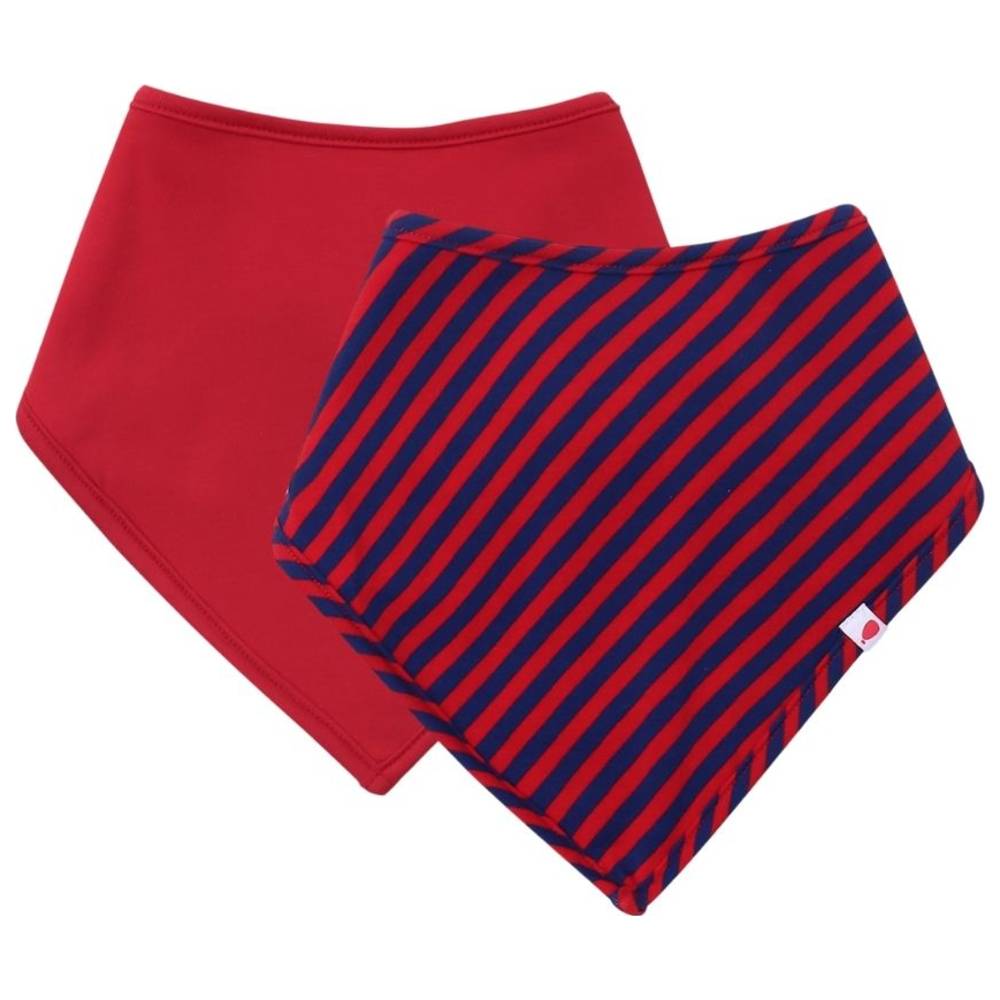 Atlas & Maya - Organic Bamboo Magnetic Bandana Bibs - Betta Stripes/Red - 2 Pcs