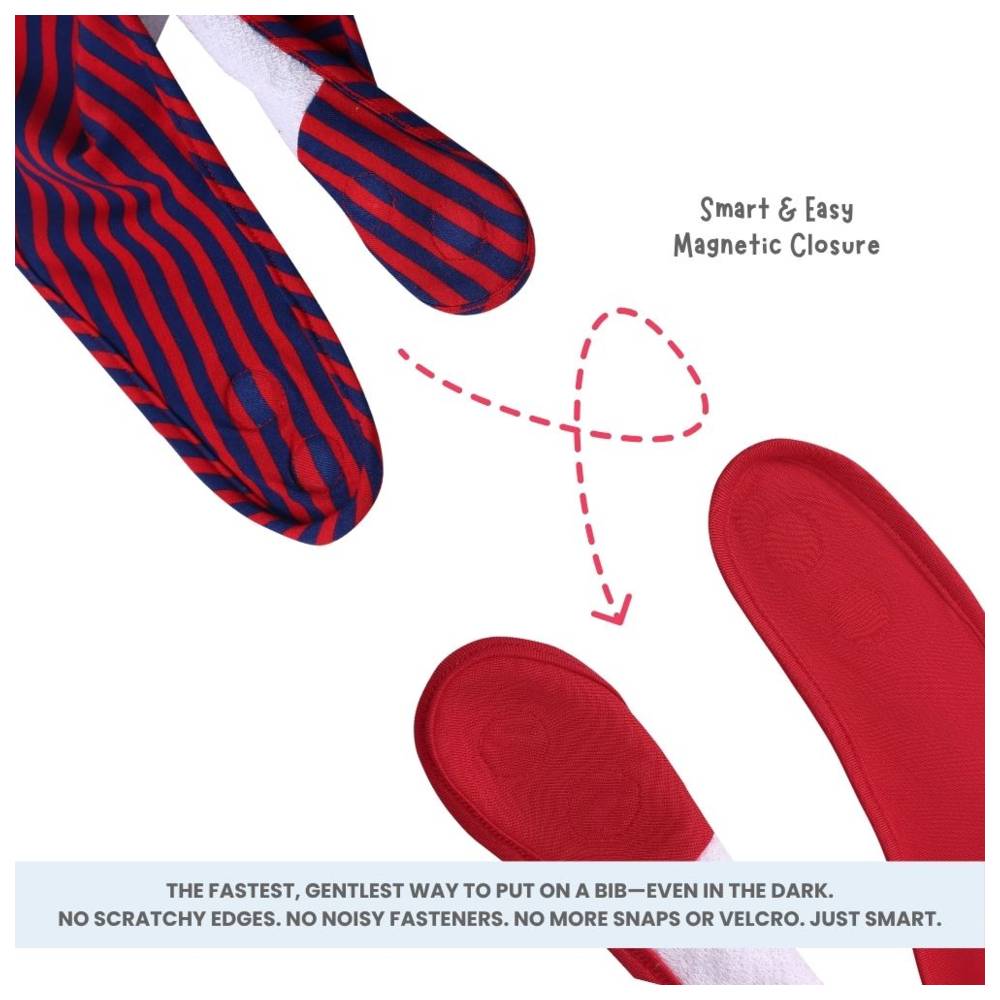 Atlas & Maya - Organic Bamboo Magnetic Bandana Bibs - Betta Stripes/Red - 2 Pcs