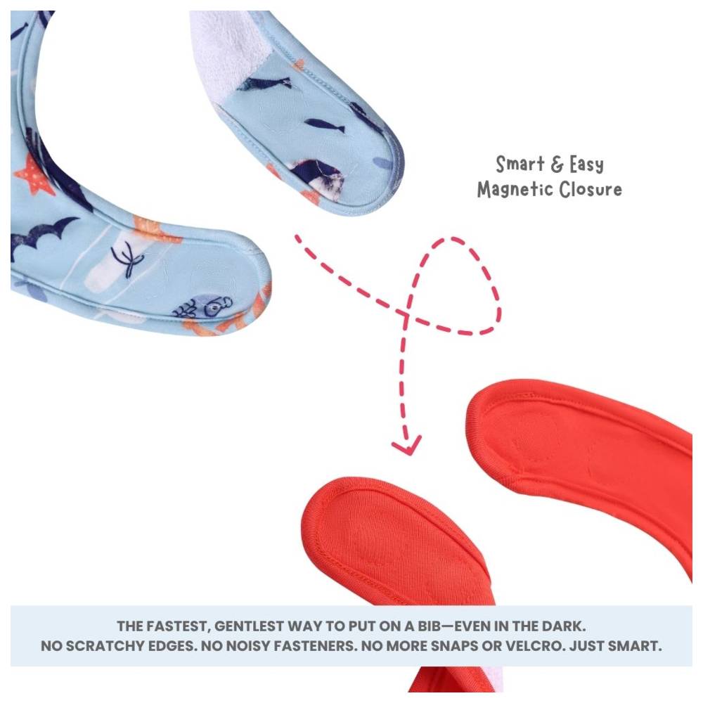 Atlas & Maya - Organic Bamboo Magnetic Round Bibs - Anchor Away/Coral - 2 Pcs