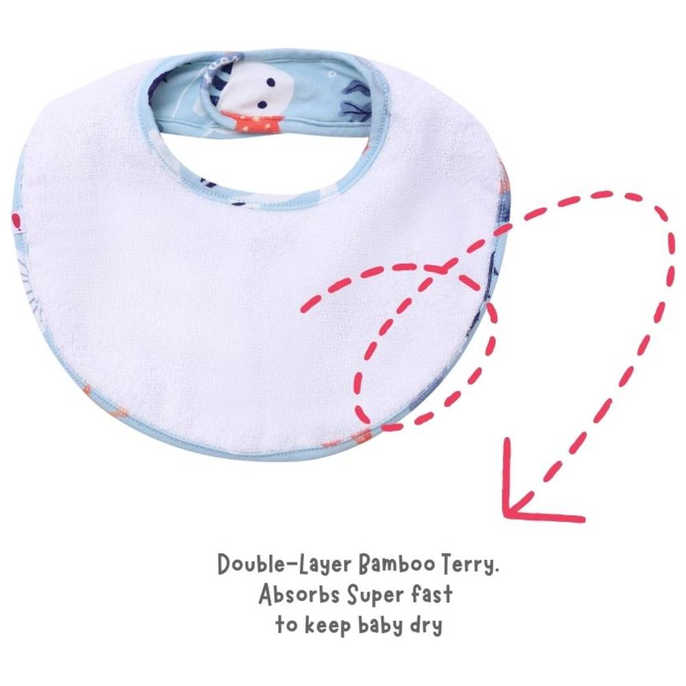 Atlas & Maya - Organic Bamboo Magnetic Round Bibs - Anchor Away/Coral - 2 Pcs