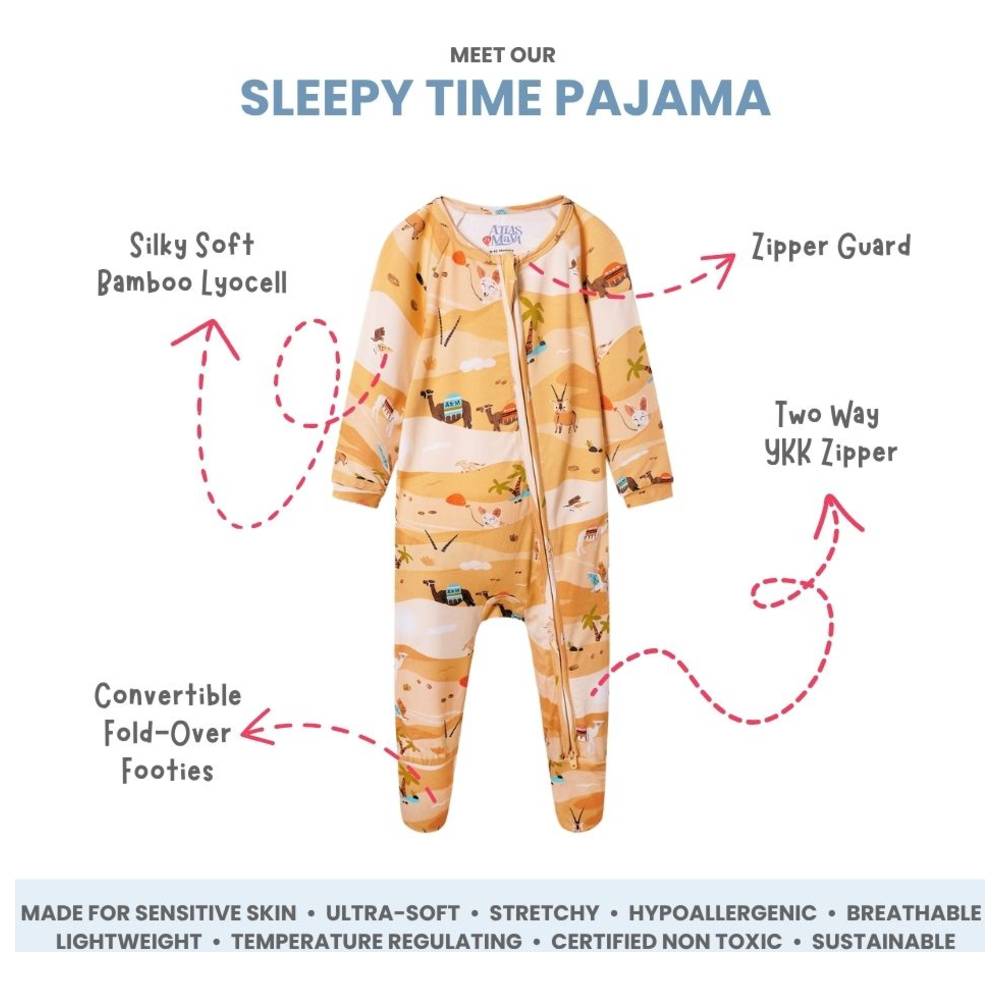 Atlas & Maya - Sleepy Time Organic Bamboo Sleepsuit - Desert Safari