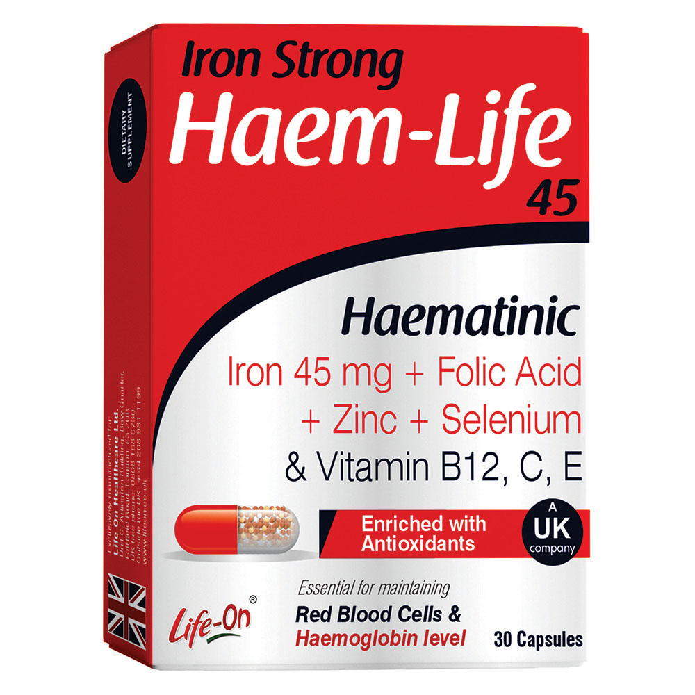 Life On - Iron Strong Haem-Life 45 mg Capsules - 30 Pcs