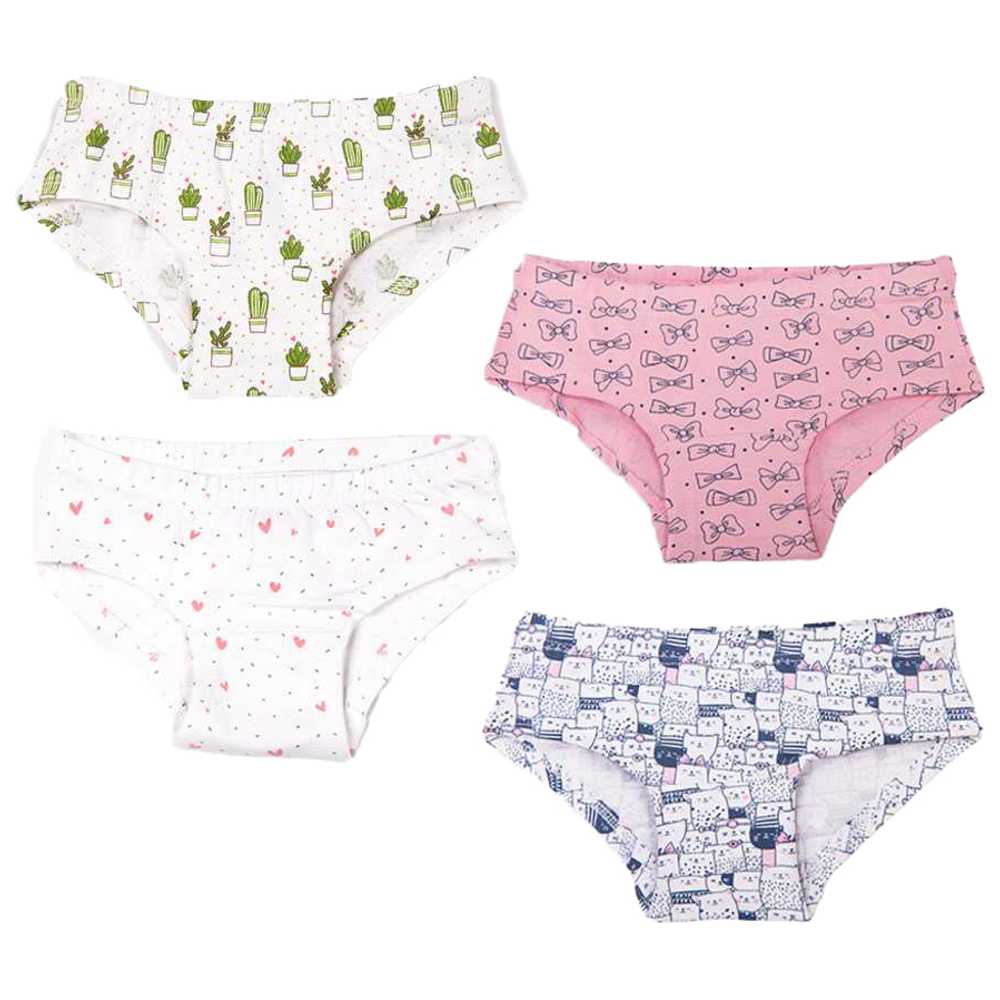 Keebee - Girl's Soft & Comfortable Printed Briefs - Pack of 4