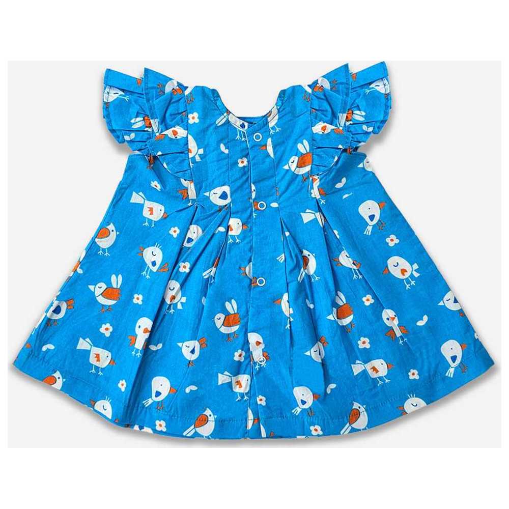 Keebee - Organic Cotton Birdie Print Iris Dress - Blue
