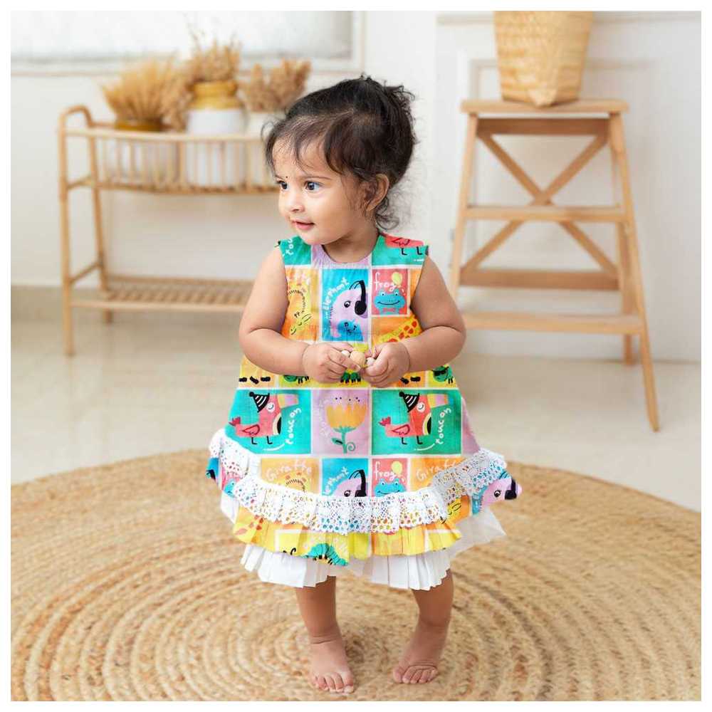 Keebee - Organic Cotton Zoo Crew Printed Peony Baby Girl Dress