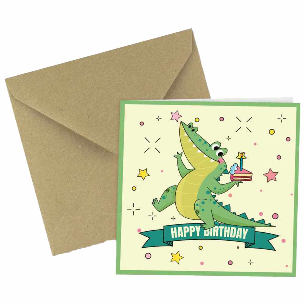 Share The Love - Happy Birthday Greeting Card - Crocodile