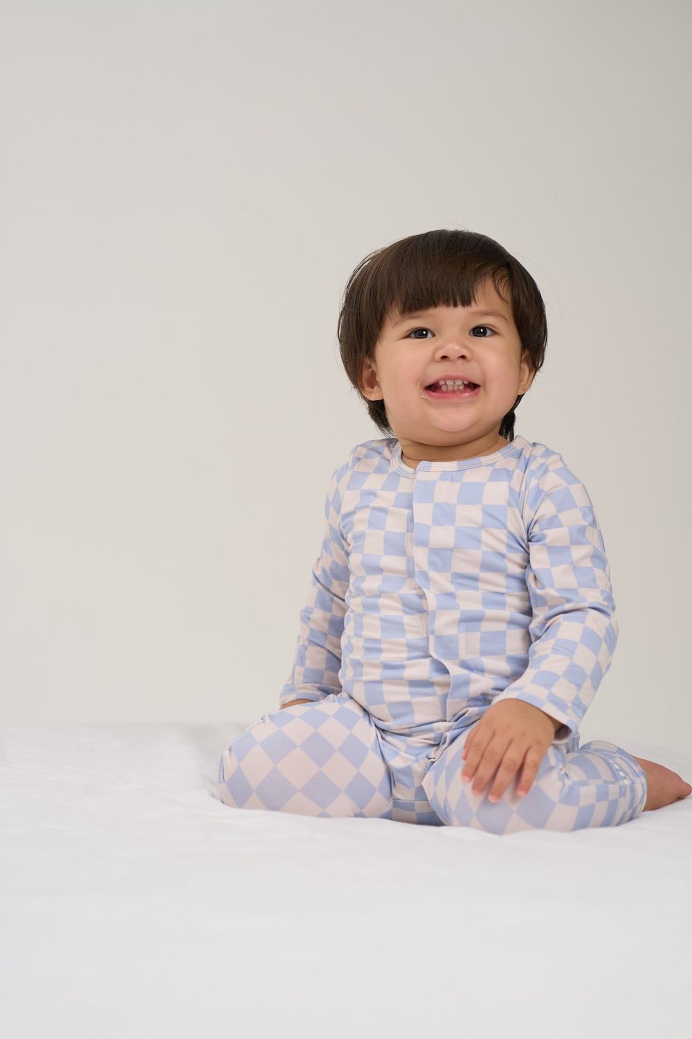 Bumbabae - Baby' Checker Magnetic Sleepsuit - Blue