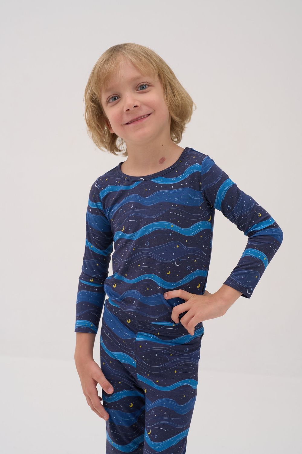 Bumbabae - 2pc-Set - Midnight Waves Pajama Set - Blue
