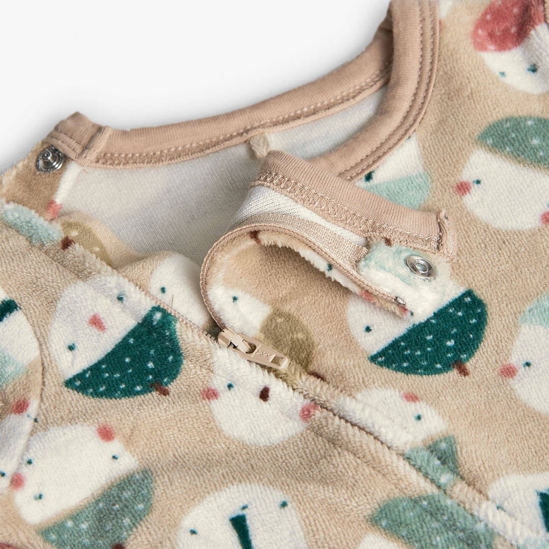 Boboli - Baby Girl's Full Sleeve Velour Animal Printed Sleepsuit